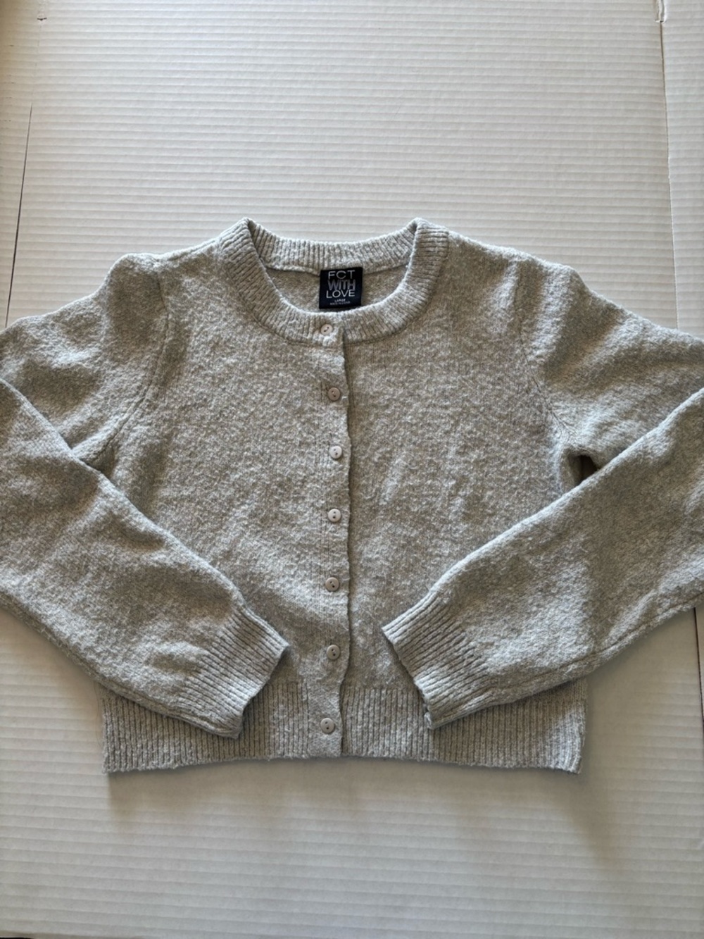 FCT With Love Light Gray Button-Front Junior's Cardigan